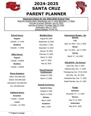 2024-2025 Santa Cruz Parent Planner flyer